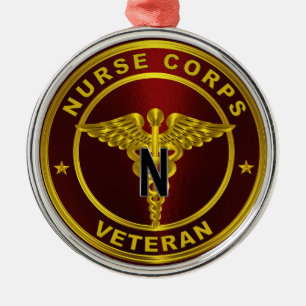 Nurse Corps Veteran Christmas Metal Ornament
