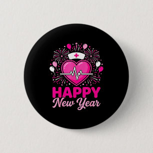 Nurse Crew Heartbeat Nye Countdown Party Year Happ Button
