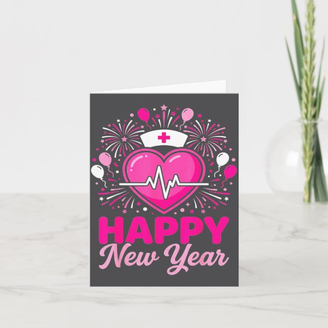 Nurse Crew Heartbeat Nye Countdown Party Year Happ Card (Front)
