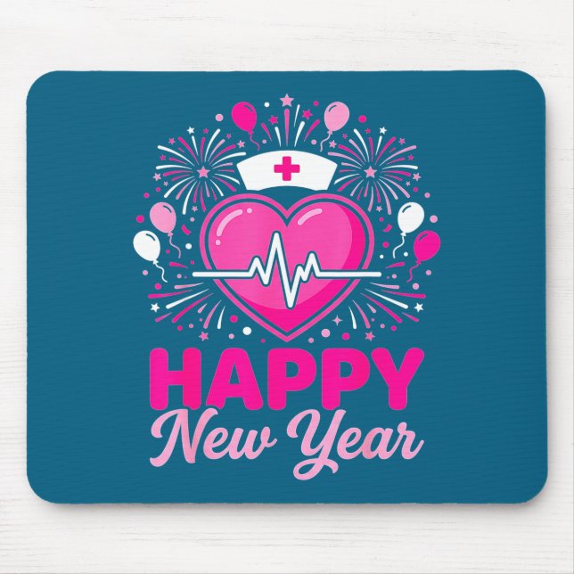 Nurse Crew Heartbeat Nye Countdown Party Year Happ Mouse Pad (Front)