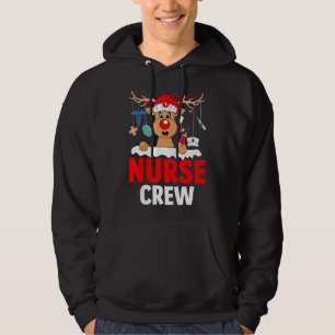 Nurse Crew Reindeer Christmas Pajama Happy Holiday Hoodie