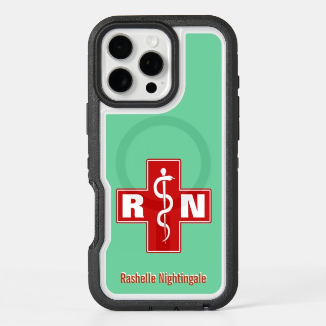 Nurse Cross Initials Name Template Otterbox iPhone Case (Back)