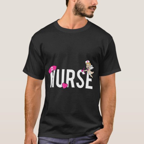 Nurse Cupid Love Heart Valentines Day T_Shirt