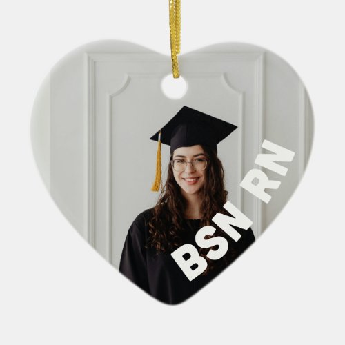 nurse custom photo heart BSN RN Ceramic Ornament