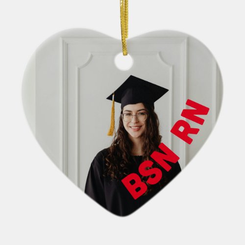 nurse custom photo heart BSN RN Ceramic Ornament