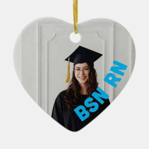 nurse custom photo heart BSN RN Ceramic Ornament