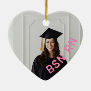 nurse custom photo heart BSN RN Ceramic Ornament