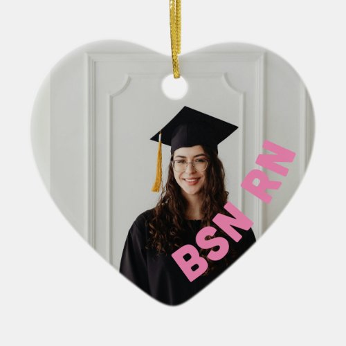 nurse custom photo heart BSN RN Ceramic Ornament