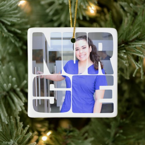 nurse custom photo square ceramic ornament