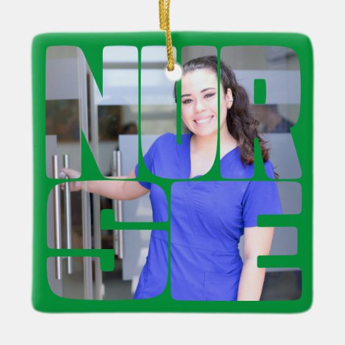 nurse custom photo square ceramic ornament