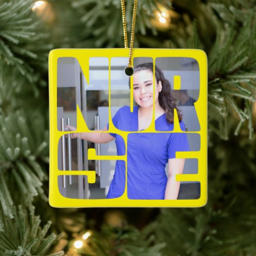 nurse custom photo square ceramic ornament