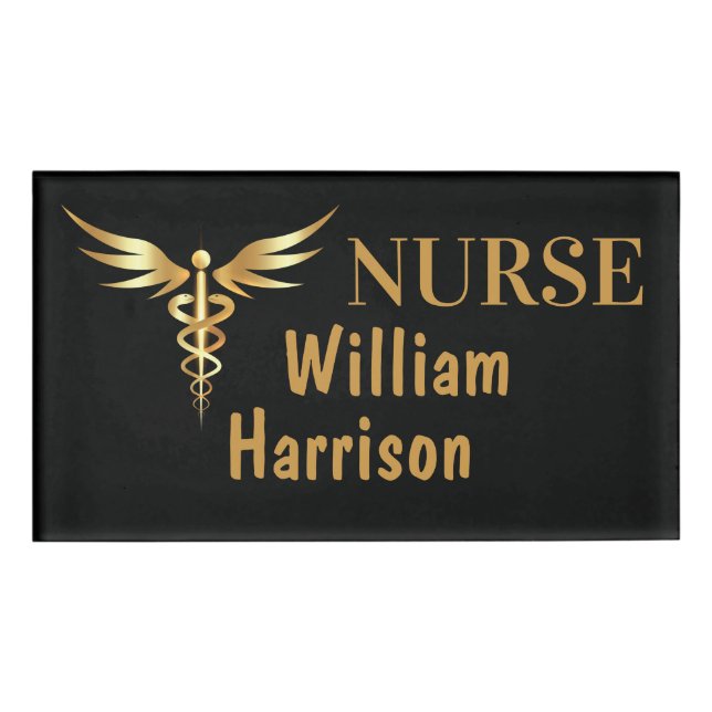 Nurse Customize Caduceus Name Tag (Front)