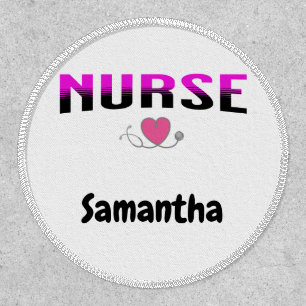 Nurse/Cute stethoscope & heart. Editable name Patch
