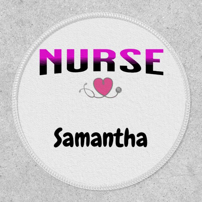 Nurse/Cute stethoscope & heart. Editable name Patch (Front)