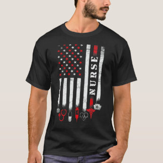 Nurse Day Vintage Usa American Flag Va Nurse Patri T-Shirt