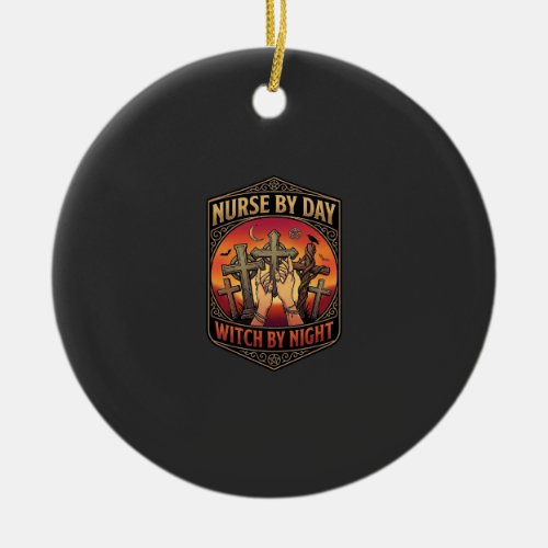 Nurse Day Witch Night Cross Hands Halloween_1 Ceramic Ornament