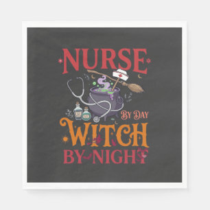 Nurse Day Witch Night Halloween Cauldron Stethosco Napkins