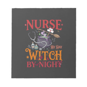 Nurse Day Witch Night Halloween Cauldron Stethosco Notepad