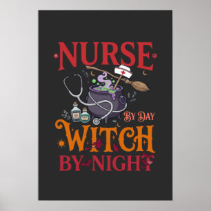 Nurse Day Witch Night Halloween Cauldron Stethosco Poster