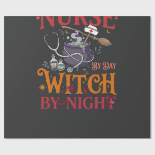 Nurse Day Witch Night Halloween Cauldron Stethosco Wrapping Paper