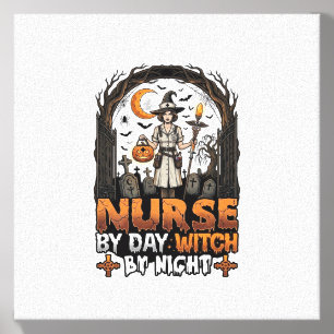 Nurse Day Witch Night Halloween Cemetery Pumpkin_1 Canvas Photo Tile