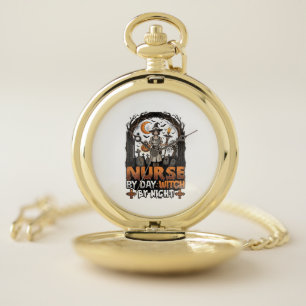 Nurse Day Witch Night Halloween Cemetery Pumpkin_1 Pocket Watch
