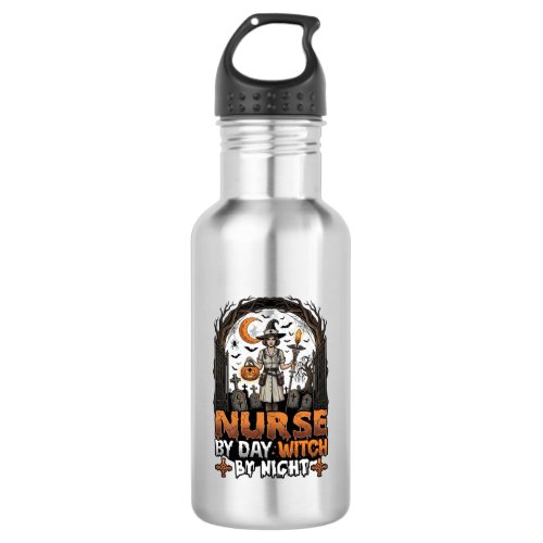 Nurse Day Witch Night Halloween Cemetery Pumpkin_1 Stainless Steel Water Bottle