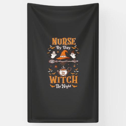 Nurse Day Witch Night Halloween Hat Ghosts Banner