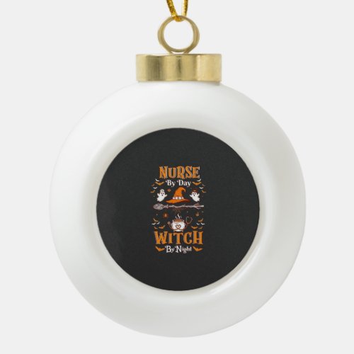 Nurse Day Witch Night Halloween Hat Ghosts Ceramic Ball Christmas Ornament
