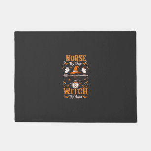 Nurse Day Witch Night Halloween Hat Ghosts Doormat
