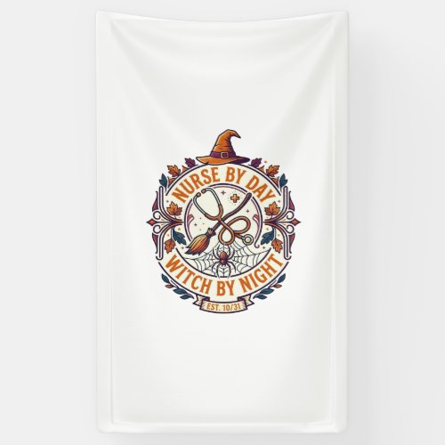 Nurse Day Witch Night Halloween Stethoscope Broom_ Banner