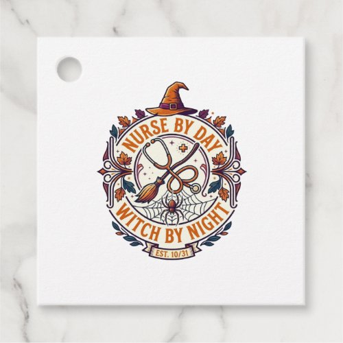 Nurse Day Witch Night Halloween Stethoscope Broom_ Favor Tags