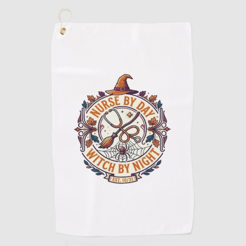 Nurse Day Witch Night Halloween Stethoscope Broom_ Golf Towel