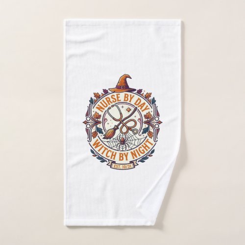 Nurse Day Witch Night Halloween Stethoscope Broom_ Hand Towel