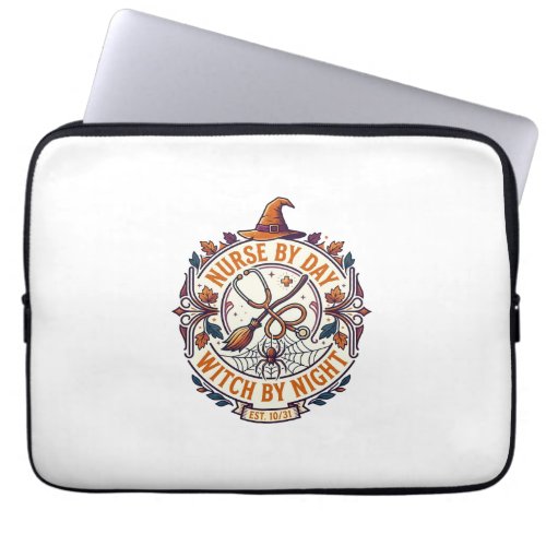 Nurse Day Witch Night Halloween Stethoscope Broom_ Laptop Sleeve
