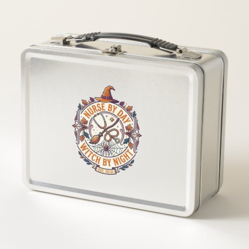 Nurse Day Witch Night Halloween Stethoscope Broom_ Metal Lunch Box