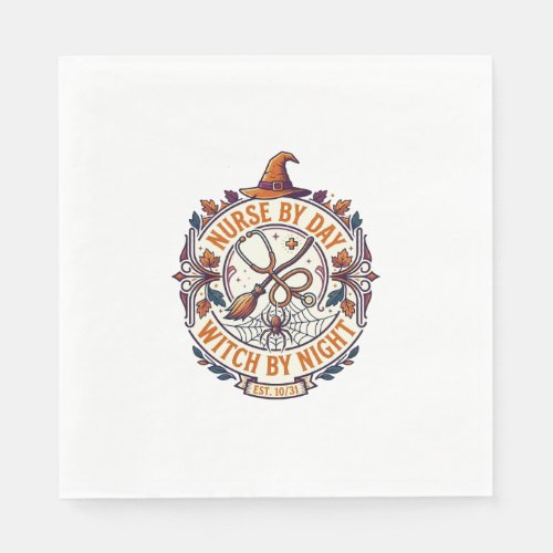Nurse Day Witch Night Halloween Stethoscope Broom_ Napkins