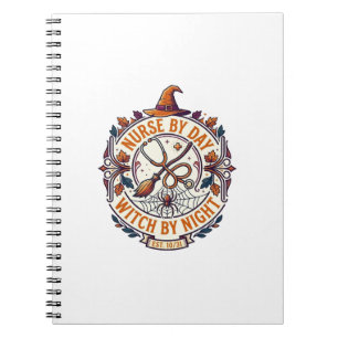 Nurse Day Witch Night Halloween Stethoscope Broom_ Notebook