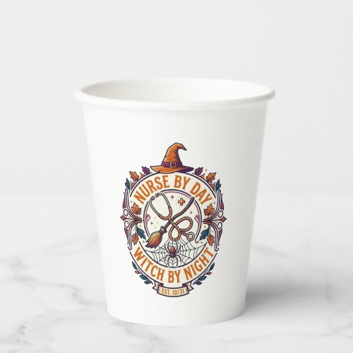 Nurse Day Witch Night Halloween Stethoscope Broom_ Paper Cups