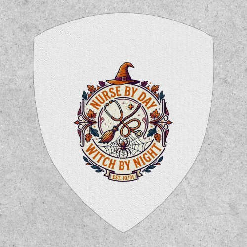Nurse Day Witch Night Halloween Stethoscope Broom_ Patch