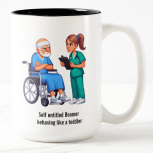 Nurse Dealing With Self Entitled Elderly Patient Two-Tone Coffee Mug