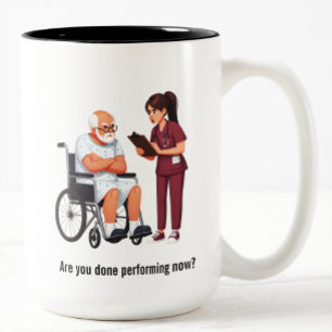 Nurse Dealing With Self Entitled Elderly Patient Two-Tone Coffee Mug
