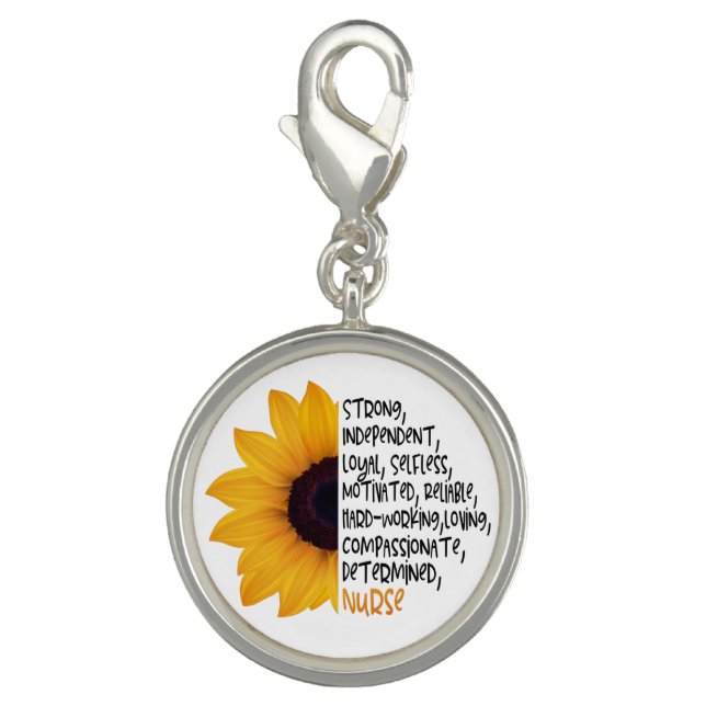 Nurse Definition Yellow Sunflower Essential Worker Charm (Front)