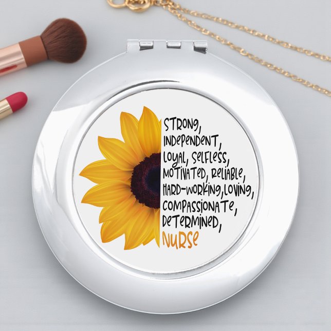 Nurse Definition Yellow Sunflower Essential Worker Compact Mirror (Creator Uploaded)