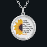 Nurse Definition Yellow Sunflower Essential Worker Silver Plated Necklace<br><div class="desc">This modern design features the definition of a nurse qualities with a yellow sunflower #nurse #giftsfornurses #essentialworker #jewlry #necklaces #accessories</div>