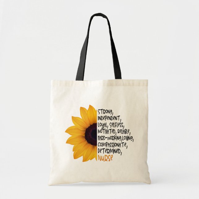 Nurse Definition Yellow Sunflower Essential Worker Tote Bag (Front)