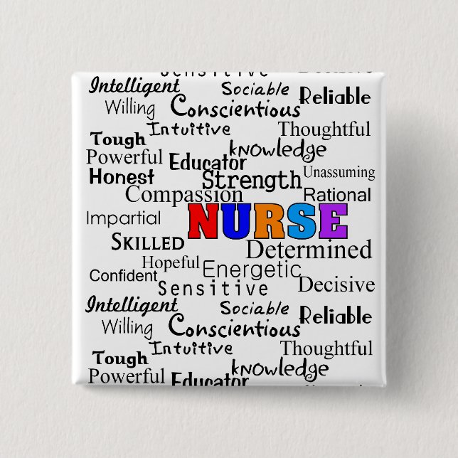 Nurse Describing Words Gifts Pinback Button (Front)