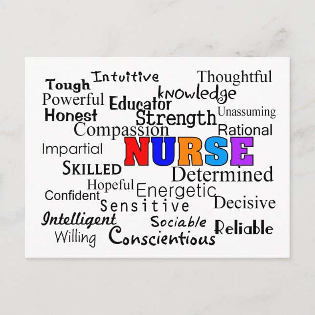 Nurse Describing Words Gifts Postcard (Front)