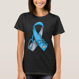 Nurse Diabetes Awareness Blue Ribbon Nursing RN Li T-Shirt