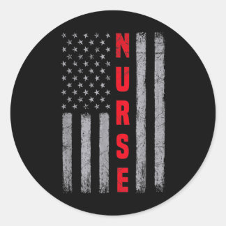 Nurse Distressed American Flag Design Nursing Classic Round Sticker